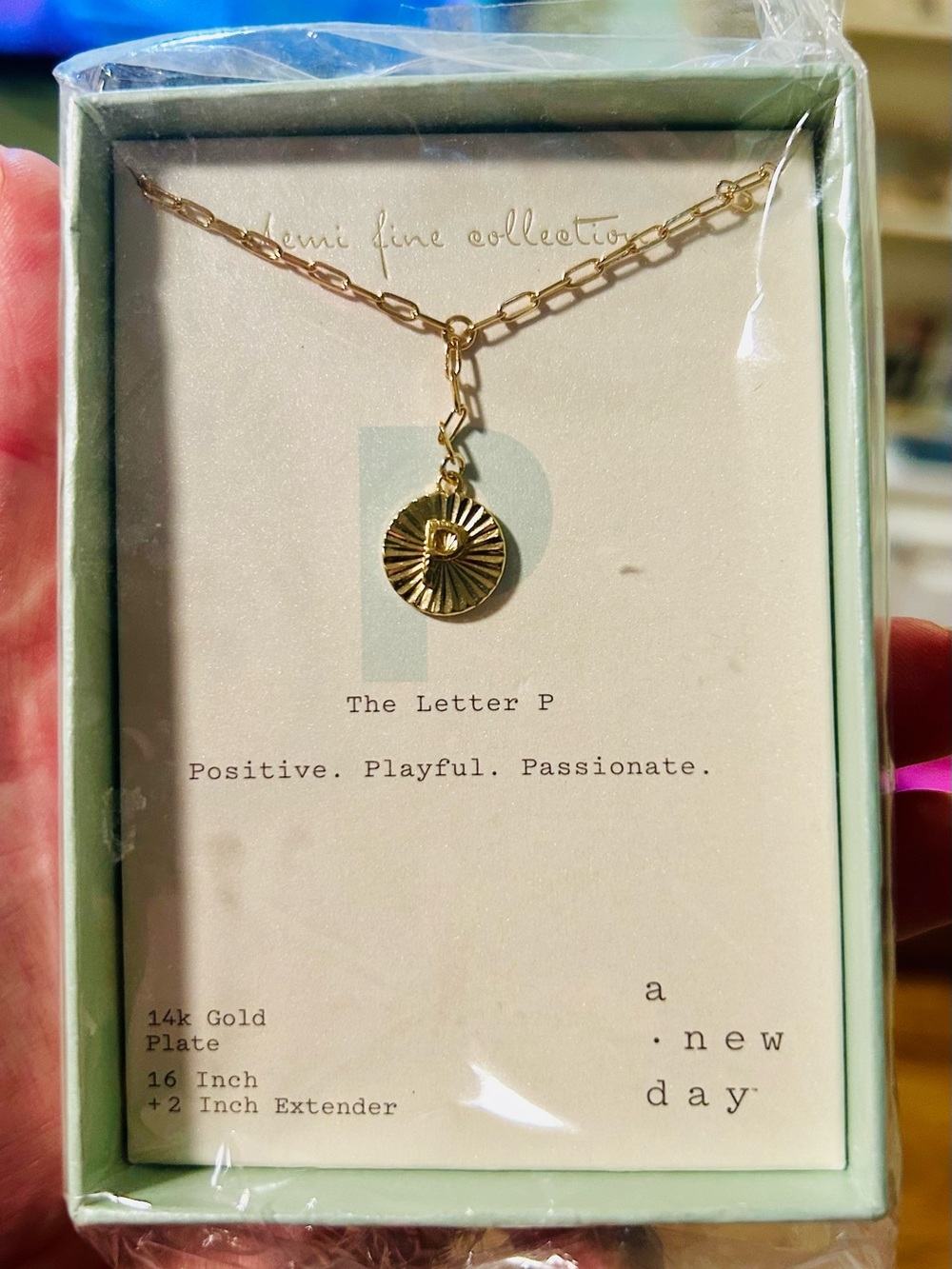 a new day Gold Letter P Sunburst Pendant Necklace